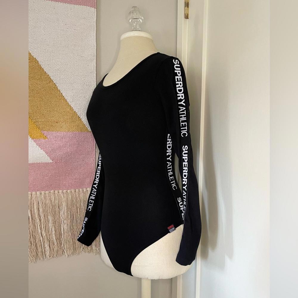 Superdry- SD Athletics Long Sleeve Bodysuit in Black- Women's 4